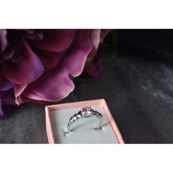 925 Sterling Silver Pink CZ Ring Size 6.5