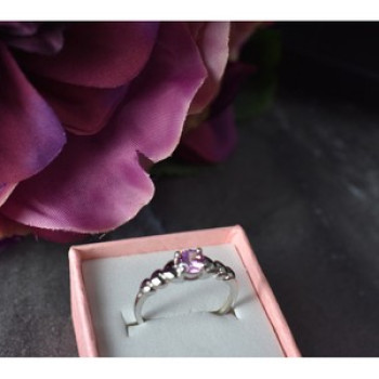 925 Sterling Silver Pink CZ Ring Size 6.5