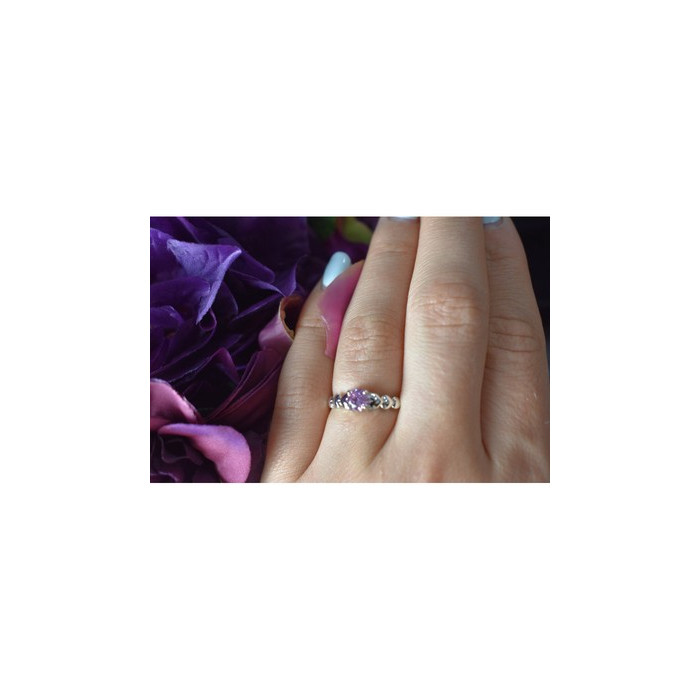 925 Sterling Silver Pink CZ Ring Size 6.5