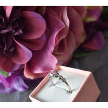 925 Sterling Silver Pink CZ Ring Size 6.5