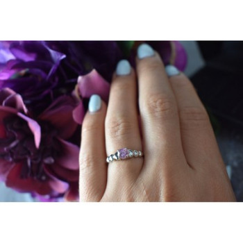 925 Sterling Silver Pink CZ Ring Size 6.5