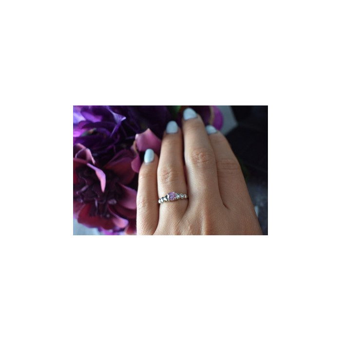 925 Sterling Silver Pink CZ Ring Size 6.5