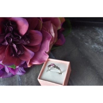 925 Sterling Silver Pink CZ Ring Size 6.5