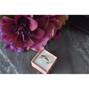 925 Sterling Silver Pink CZ Ring Size 6.5