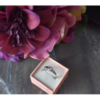 925 Sterling Silver Pink CZ Ring Size 6.5