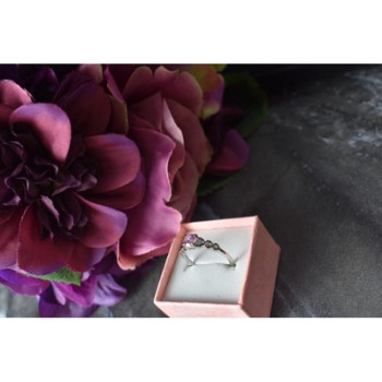 925 Sterling Silver Pink CZ Ring Size 6.5