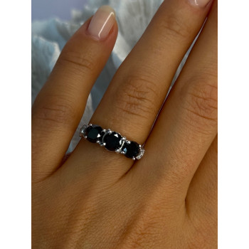 10K White Gold Sapphire & Diamond Ring Size 7.5