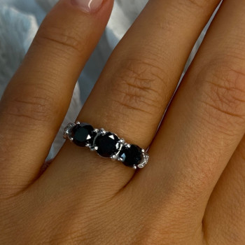 10K White Gold Sapphire & Diamond Ring Size 7.5