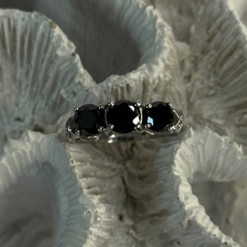 10K White Gold Sapphire & Diamond Ring Size 7.5