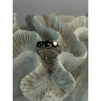 10K White Gold Sapphire & Diamond Ring Size 7.5