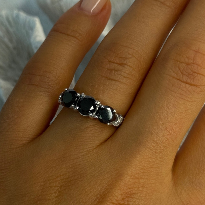 10K White Gold Sapphire & Diamond Ring Size 7.5