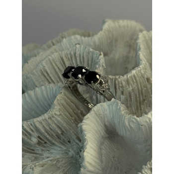 10K White Gold Sapphire & Diamond Ring Size 7.5