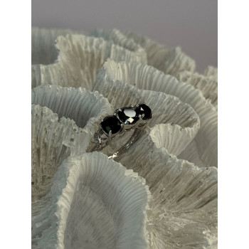 10K White Gold Sapphire & Diamond Ring Size 7.5