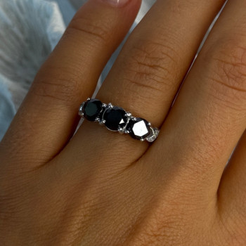 10K White Gold Sapphire & Diamond Ring Size 7.5
