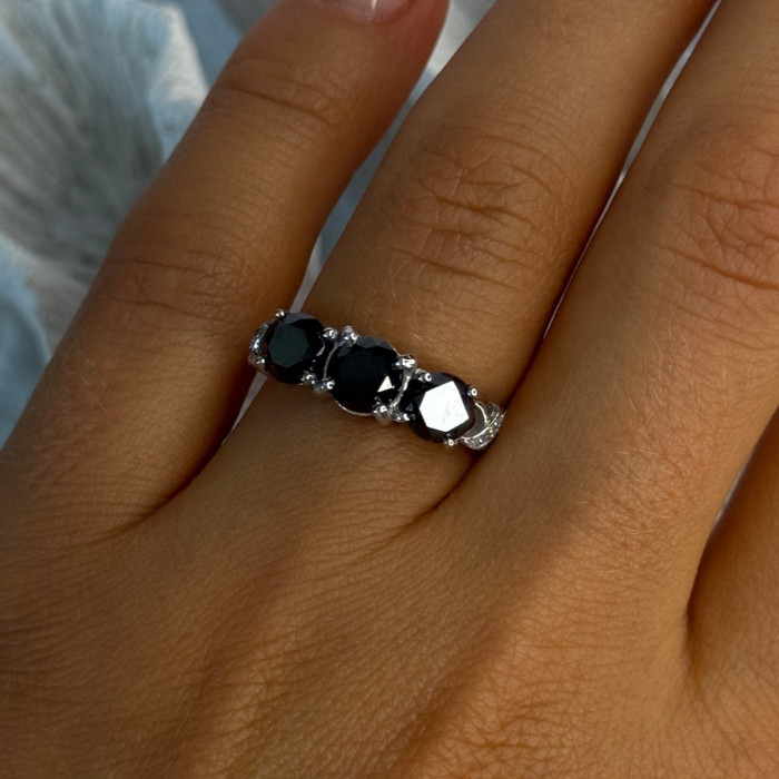 10K White Gold Sapphire & Diamond Ring Size 7.5