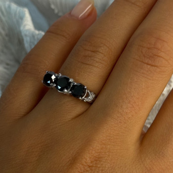 10K White Gold Sapphire & Diamond Ring Size 7.5