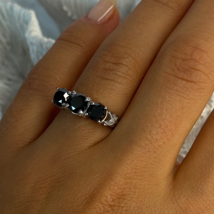 10K White Gold Sapphire & Diamond Ring Size 7.5