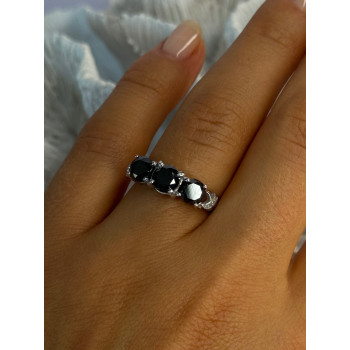 10K White Gold Sapphire & Diamond Ring Size 7.5