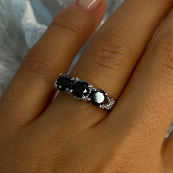 10K White Gold Sapphire & Diamond Ring Size 7.5