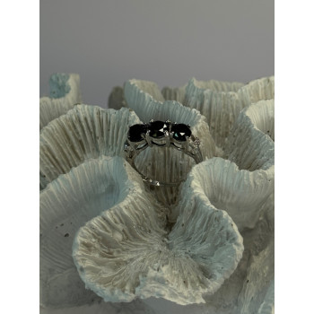 10K White Gold Sapphire & Diamond Ring Size 7.5