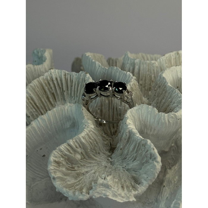 10K White Gold Sapphire & Diamond Ring Size 7.5