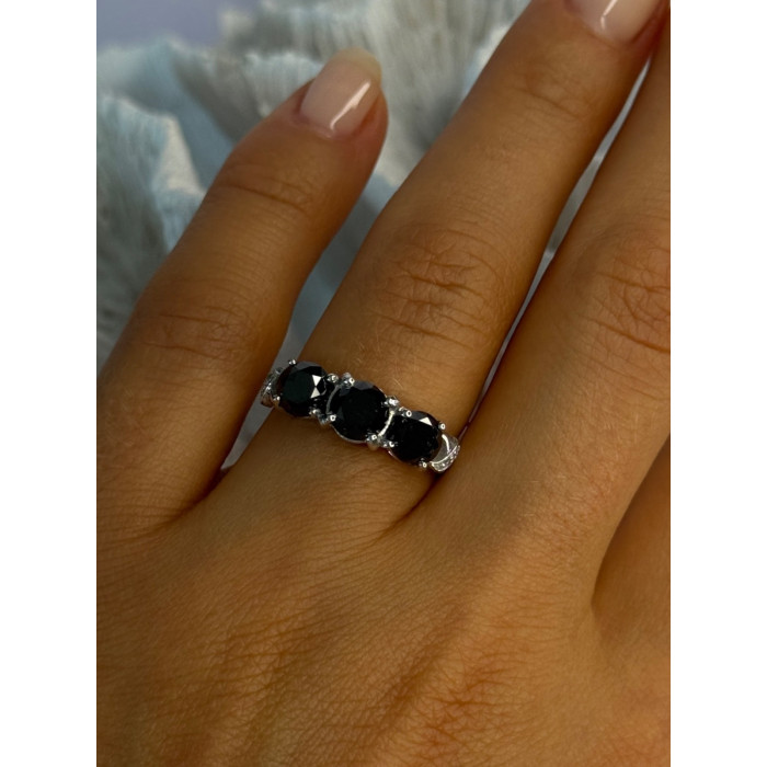 10K White Gold Sapphire & Diamond Ring Size 7.5