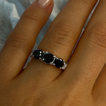 10K White Gold Sapphire & Diamond Ring Size 7.5