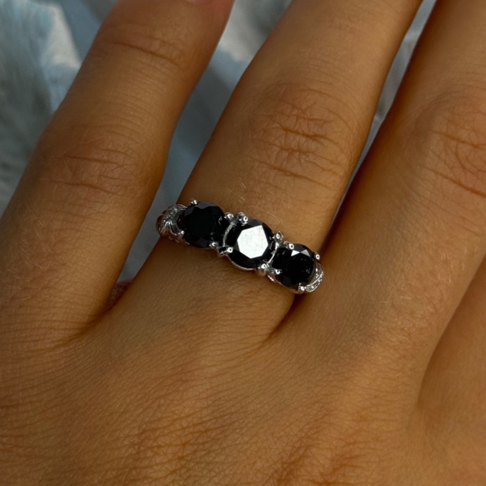 10K White Gold Sapphire & Diamond Ring Size 7.5