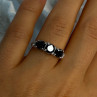 10K White Gold Sapphire & Diamond Ring Size 7.5