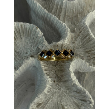 14K Yellow Gold Sapphire & Beryl Ring Size 10