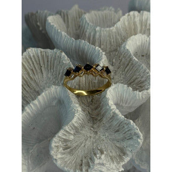 14K Yellow Gold Sapphire & Diamond Ring Size 10