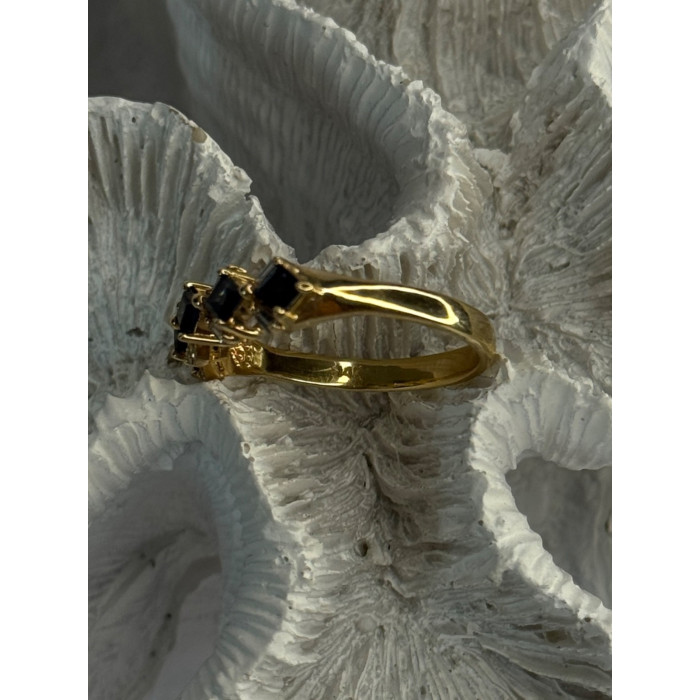 14K Yellow Gold Sapphire & Diamond Ring Size 10