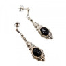Vintage 925 Sterling Silver Onyx & Marcasites Earrings