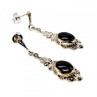 Vintage 925 Sterling Silver Onyx & Marcasites Earrings