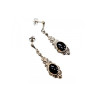 Vintage 925 Sterling Silver Onyx & Marcasites Earrings
