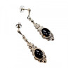 Vintage 925 Sterling Silver Onyx & Marcasites Earrings