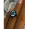 925 Sterling Silver Topaz & Sapphire Flower Ring Size 5.5