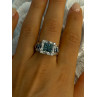 10K White Gold Aquamarine & White Topaz Ring Size 8