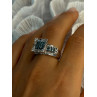 10K White Gold Aquamarine & White Topaz Ring Size 8