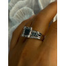 10K White Gold Aquamarine & White Topaz Ring Size 8