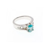 925 Sterling Silver Blue Topaz & Goshenite Ring Size 7