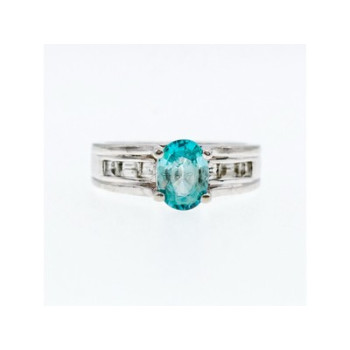 925 Sterling Silver Blue Topaz & Goshenite Ring Size 7
