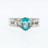 925 Sterling Silver Blue Topaz & Goshenite Ring Size 7