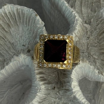14K Yellow Gold Rubellite & Beryl Ring Size 8