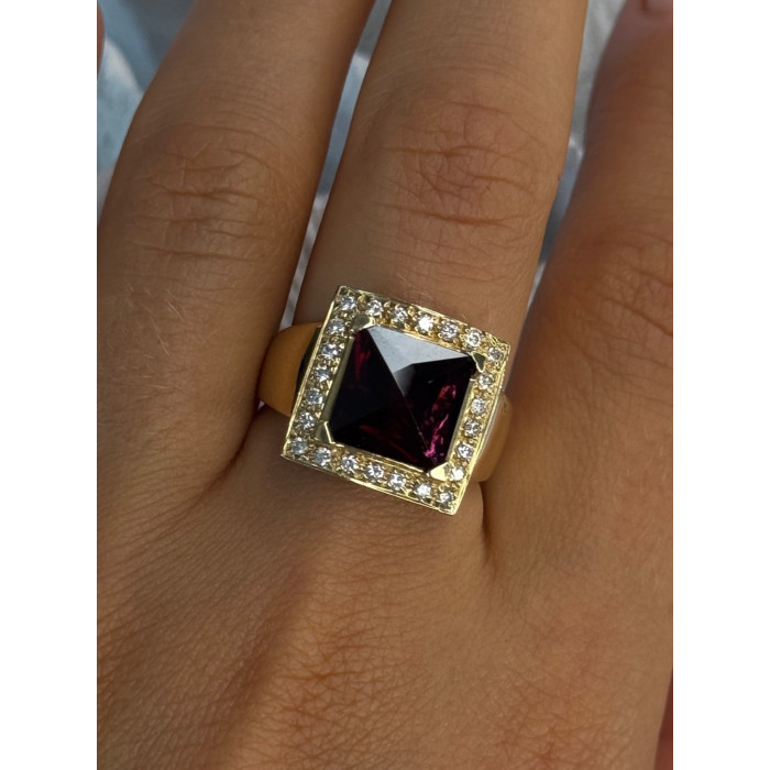 14K Yellow Gold Rubellite & Beryl Ring Size 8