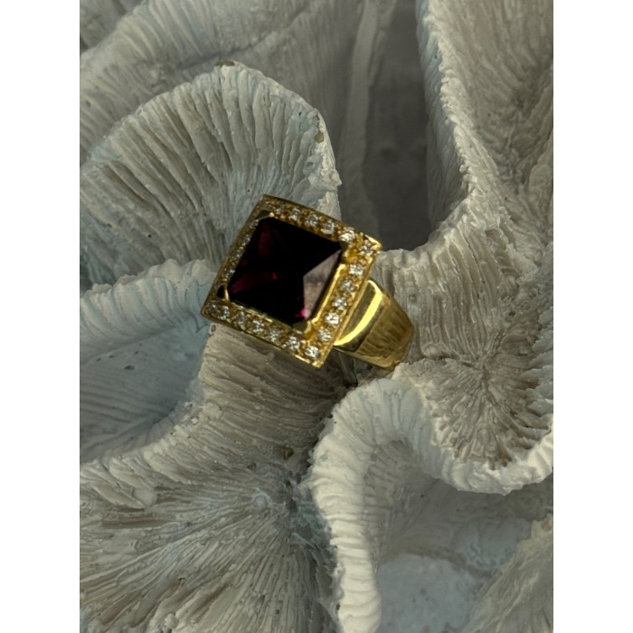 14K Yellow Gold Rubellite & Beryl Ring Size 8