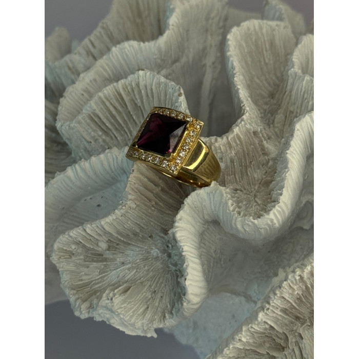 14K Yellow Gold Rubellite & Beryl Ring Size 8