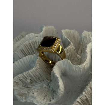 14K Yellow Gold Rubellite & Beryl Ring Size 8