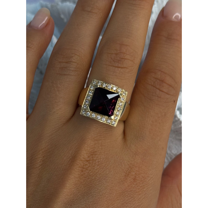 14K Yellow Gold Rubellite & Beryl Ring Size 8