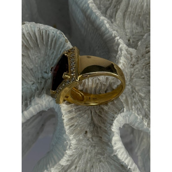 14K Yellow Gold Rubellite & Beryl Ring Size 8